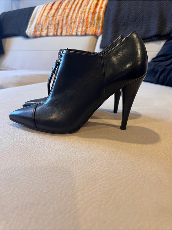 Michael Kors Shoes - Michael Kors Black Leather Zip Front Stiletto Ankle Booties | Size 6.5